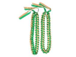 Colar De Formatura Leis De Fita Bicolor Trançada 120cm Verde Ouro 2 Unidades