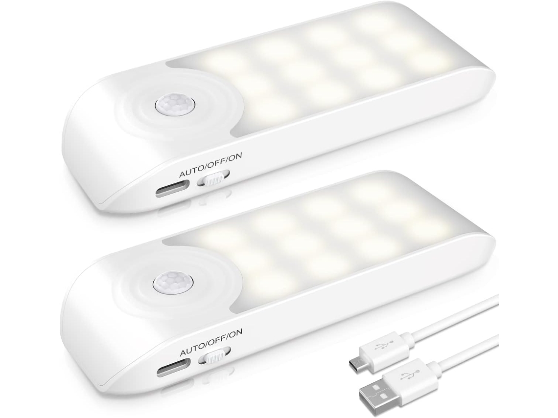 Luz noturna LED recarregável Slowmoose com sensor de movimento e fita adesiva magnética (pacote com 2)