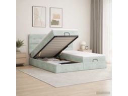 Vidaxl Cama Ottoman Com Colchão 2 Unid. Cinzento-claro Veludo