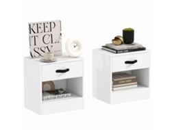 Conjunto de Mesas de Cabeceira Melamina de Madeira Cor Branco 39x28x41 cm Homcom