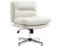 Cadeira Escritório Cinza Claro 65x65x84 94cm Sem Braços Assento Amplo Base Cruzada Basculante ZIWEI STORE