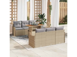 Vidaxl Conjunto De Sofá De Jardim 7 Unid. Bege Rattan Sintético
