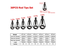 Kit Reparo Vara Pesca Anéis Cerâmica 30pcs Aço Inox