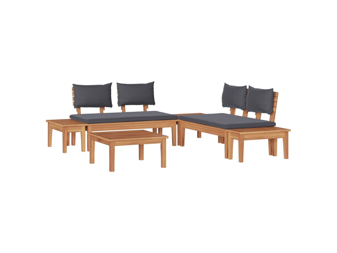 Conjunto 3 Sofá De Jardim Vidaxl Castanho Madeira De Teca Maciça (60 X 60 X 30 Cm)