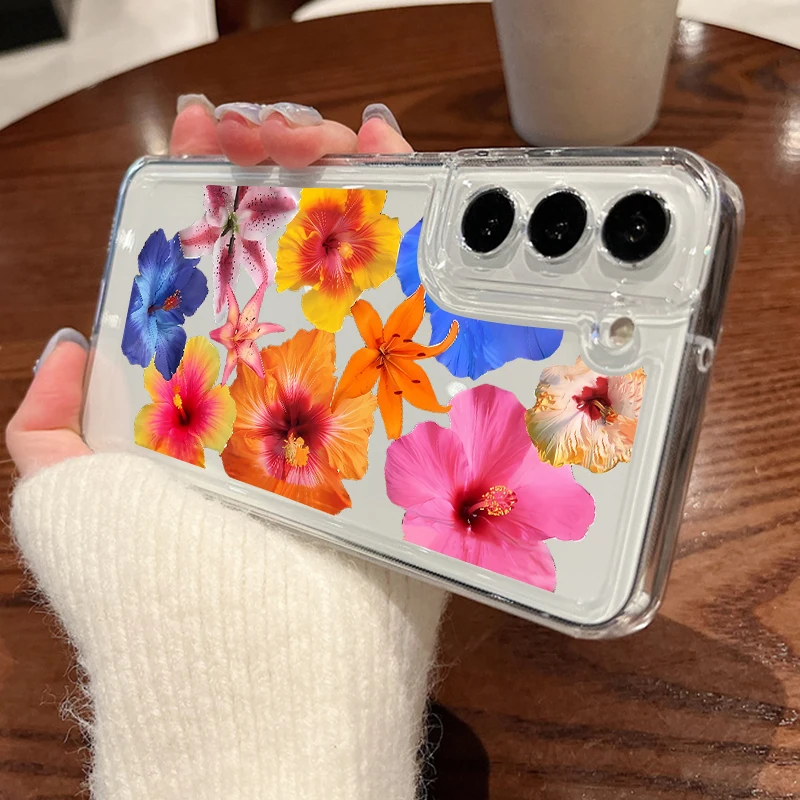 (a899)capa De Celular Galaxy S25 Com Estampa Floral Rosa De Verão