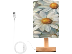 Abajur De Cabeceira Daisy Para Quarto, Luminária De Cabeceira Led, Luminária De Leitura Com Portas Usb E Cúpula Tecido
