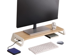 Suporte Elevado Para Monitor, Prateleira De Mesa Com 4 Portas Usb| De Madeira| Ideal Escola, Apartamento,