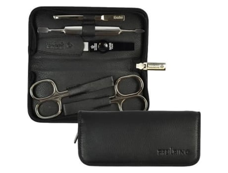 Conjunto Manicure Pfeilring 18 X 9 X 4 Cm Couro Nappa/aco Preto 6 Peças