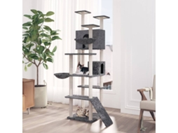Vidaxl Árvore P/ Gatos C/ Poste Arranhador Sisal 191 Cm Cinza-escuro