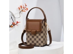 Bolsa Transversal, Bolsa Tote Estilosa Com Tachas, Mini Carteira Quadrada Para Celular, Batom Cáqui SUNNY SPACES