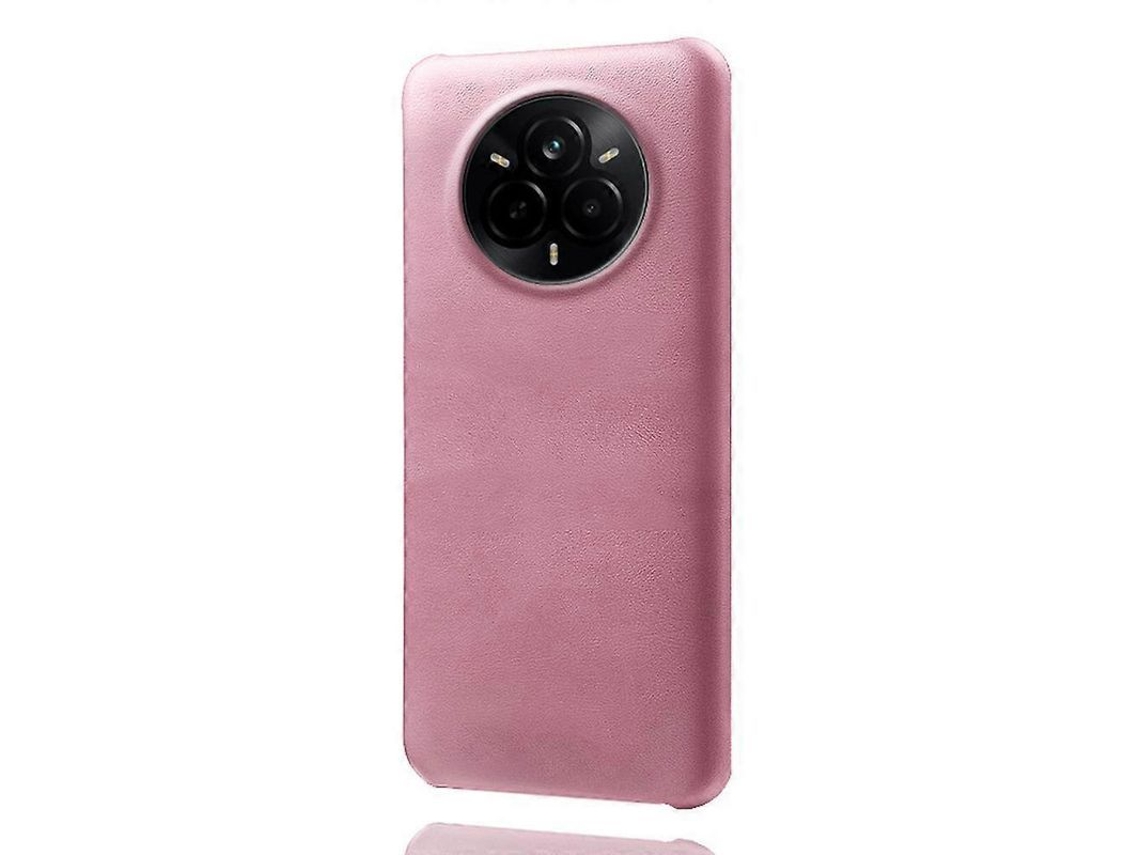 Capa de celular para Realme 14 Pro 5G de couro PU com textura de vitela e proteção rígida em PC