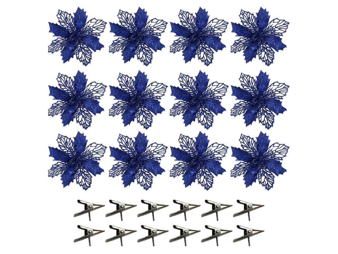 Clips Pequenos Azuis com Ponta Octogonal e Detalhes Dourados para Decorações Natalícias LAXISCREED