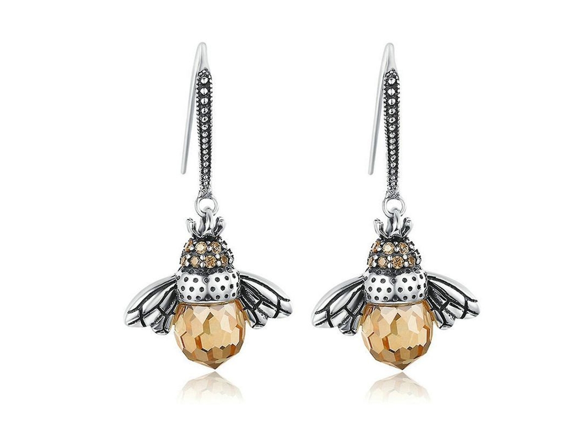 Brincos de Abelha Prata 925 com Cristal Nova Line