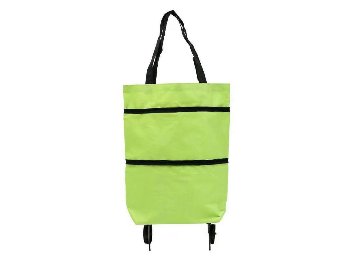 Sacola de Compras Dobrável com Rodas, Impermeável e de Grande Capacidade, na Cor Verde. GOKOCO