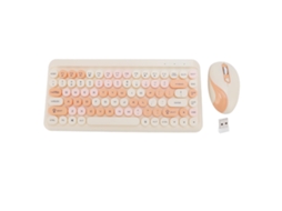 Aetheria teclado e Mouse Sem Fio 2.4g com Teclas Redondas Retrô Laranja para Casa