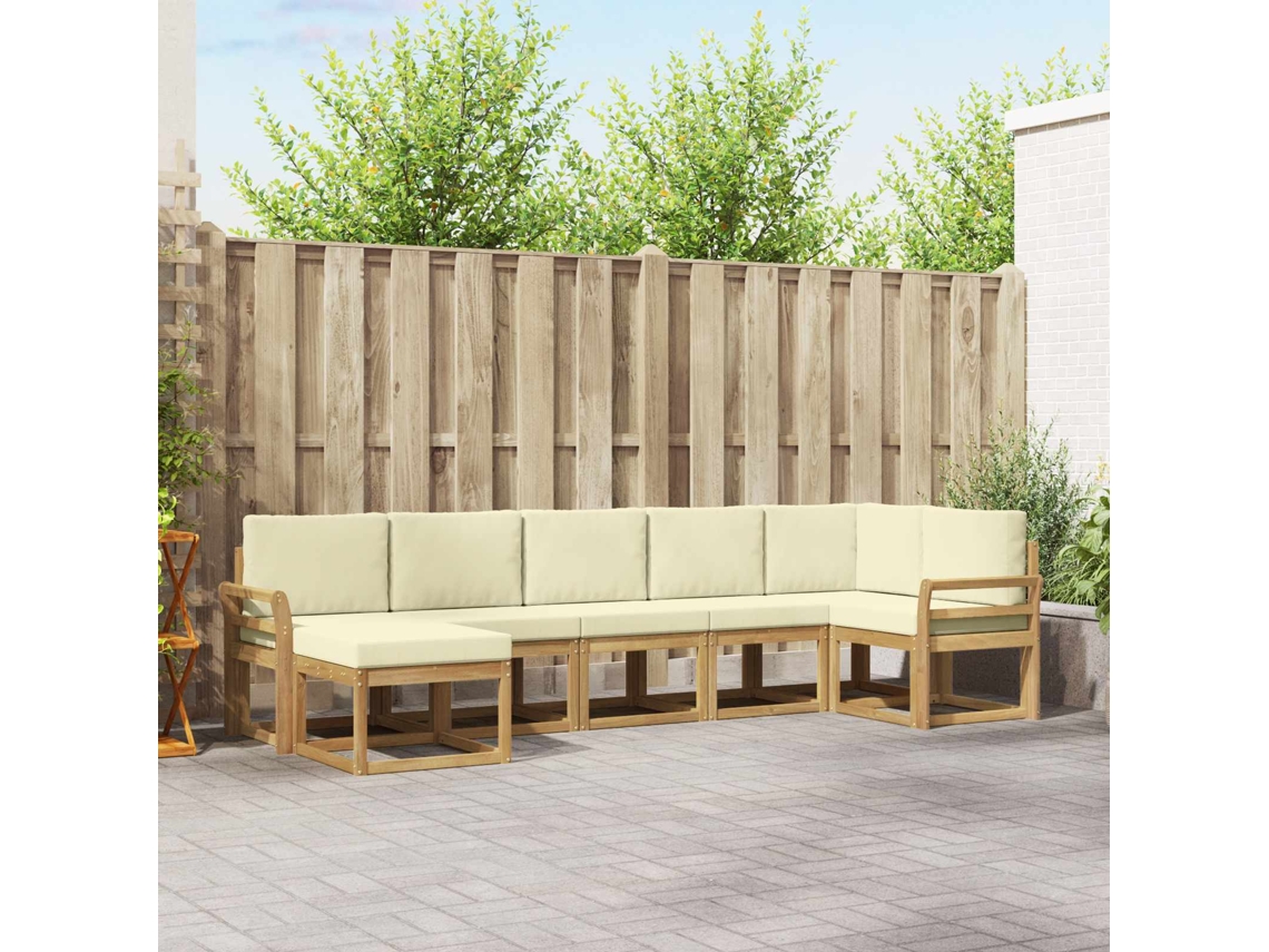 Vidaxl Conjunto De Sofás Para Exterior 7 Unid. Branco E Creme