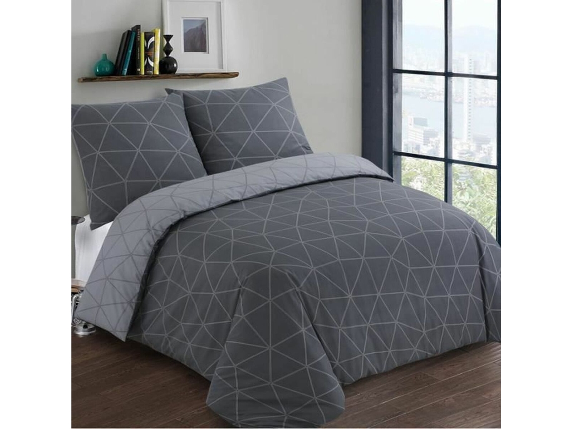Conjunto de capa de edredom VISION Dream (Antracite - Geométrico)