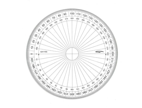 Transferidor de círculo inteiro - GRAPHOPLEX - Ø 15 cm - Transparente - Altuglas - Misto