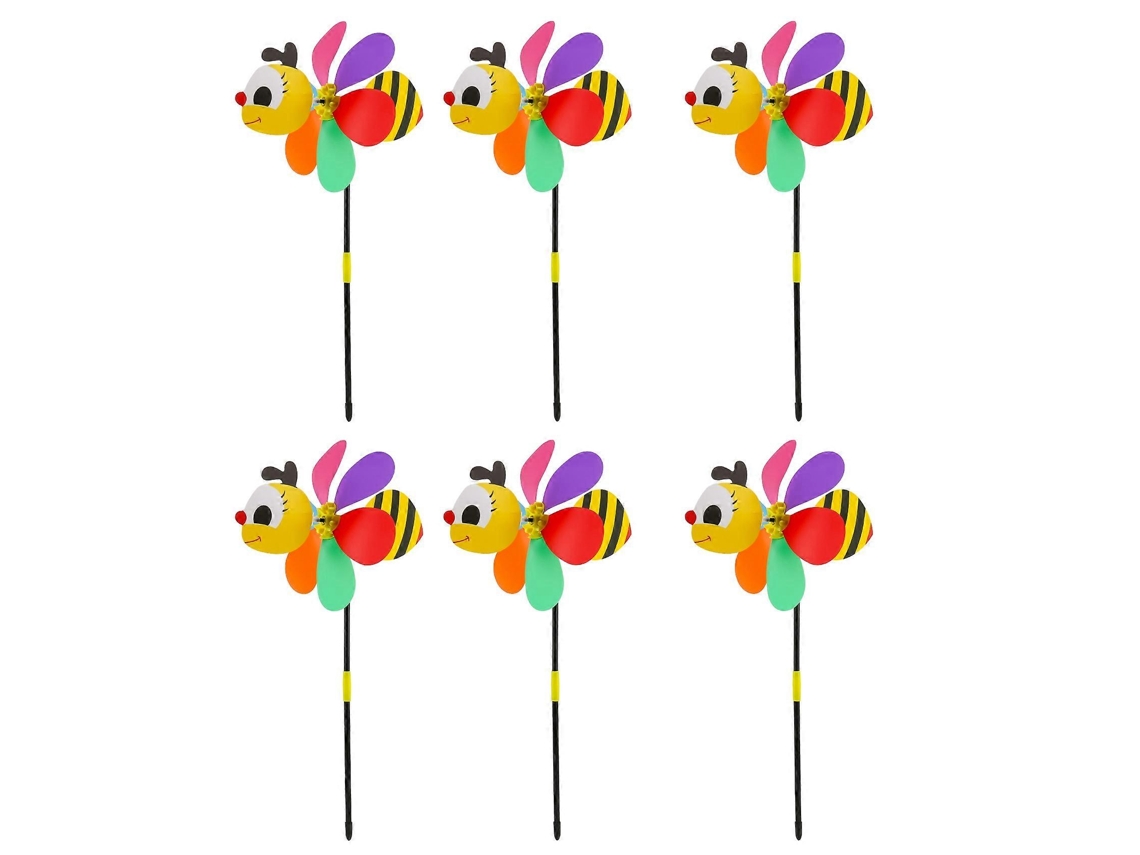 Omni 6 Piezas de Molinos de Viento Abeja 3d, Adornos de Jardín Con Postes para Césped, Patio Y Jardín Multicolor