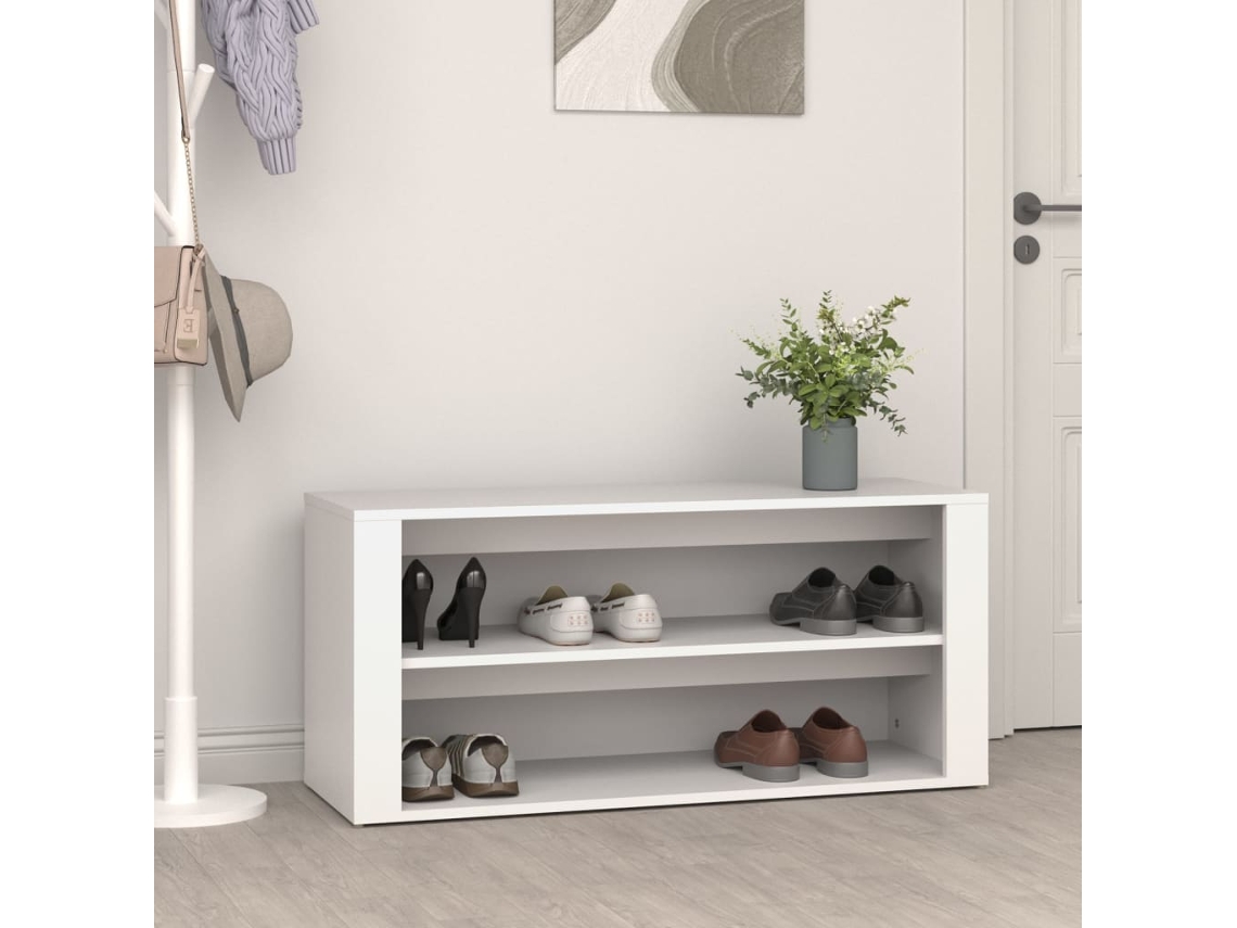 Vidaxl Sapateira 100x35x45 Cm Derivados De Madeira Branco