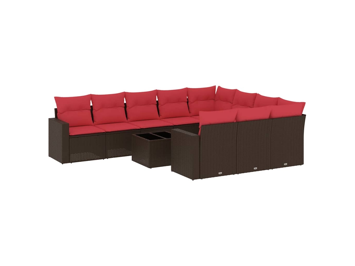 Conjunto de 11 Sofás de Jardim C/ Almofadões Vime Pe Castanho MAISON EXCLUSIVE (11 pcs)
