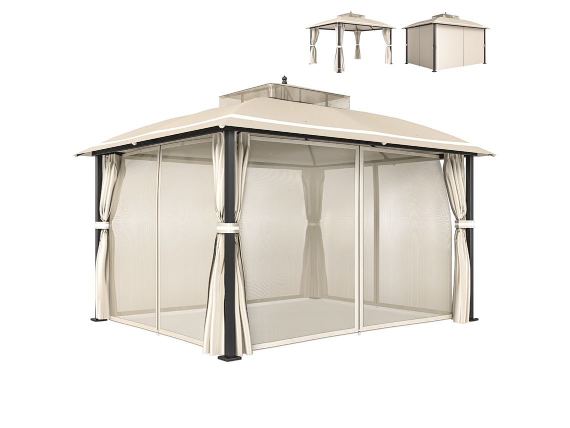 Cobertura para Pérgola 3,5x2,5 m, teto retrátil, drenagem, cinza escuro ZENCORE SERVICES