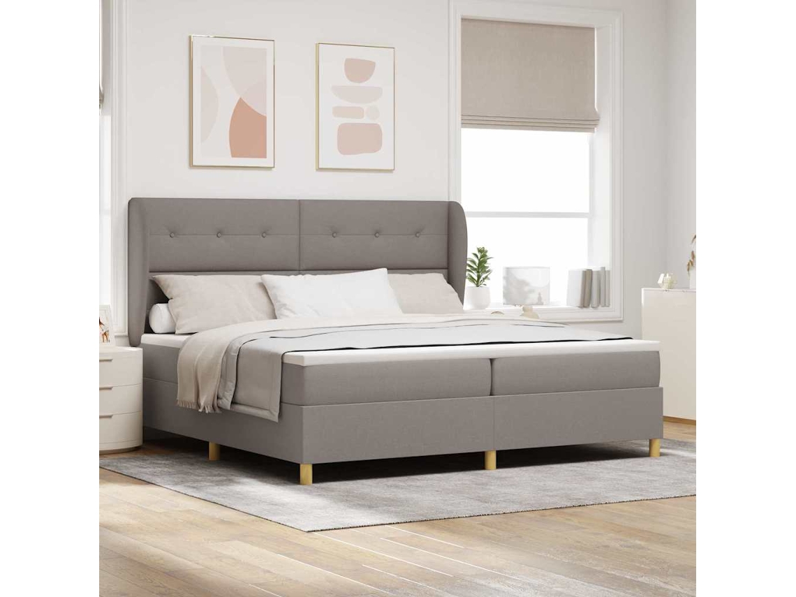 Vidaxl Cama Box Com Cabeceira Cinzento-acastanhado 200 X 200 Cm Tecido
