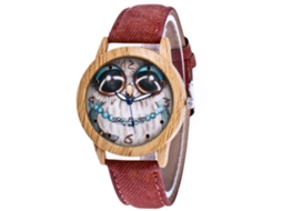 Reloj De Pulsera De Cuarzo Retro Moda Denim Dial Redondo Café Oscuro