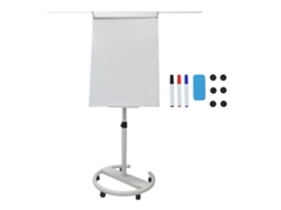 Quadro Branco Flipchart Magnético Móvel 100x70 Cm Com Braços Laterais E Suporte Ajustável