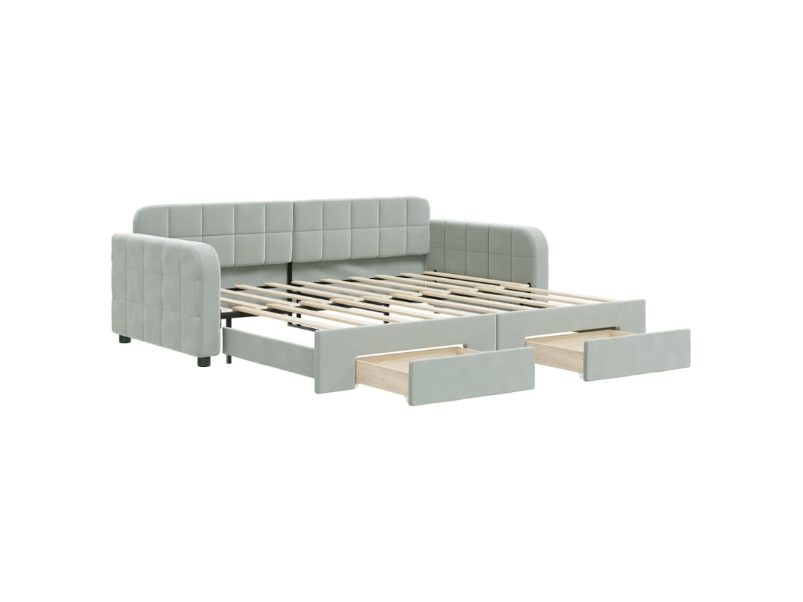 Daybed With Trundle, Daybeds With Trundles Vidaxl Cinzeto Veludo (90 X 190 Cm)