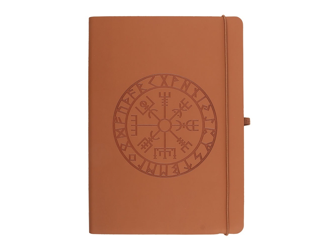 Caderno E Estojo P Brow Em Couro Sintético Com Bússola Viking Da Something Different, Tamanho A5