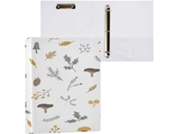 Pacote com 1 Pasta de Argolas 2,5 Cm Três e Bolsos Internos, 1/2 Pastas Escolares, Capa Dura, Estampa Cogumelo