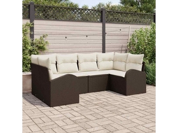 Vidaxl Conjunto de Sofá de Jardim com Almofada 6 Pcs Castanho
