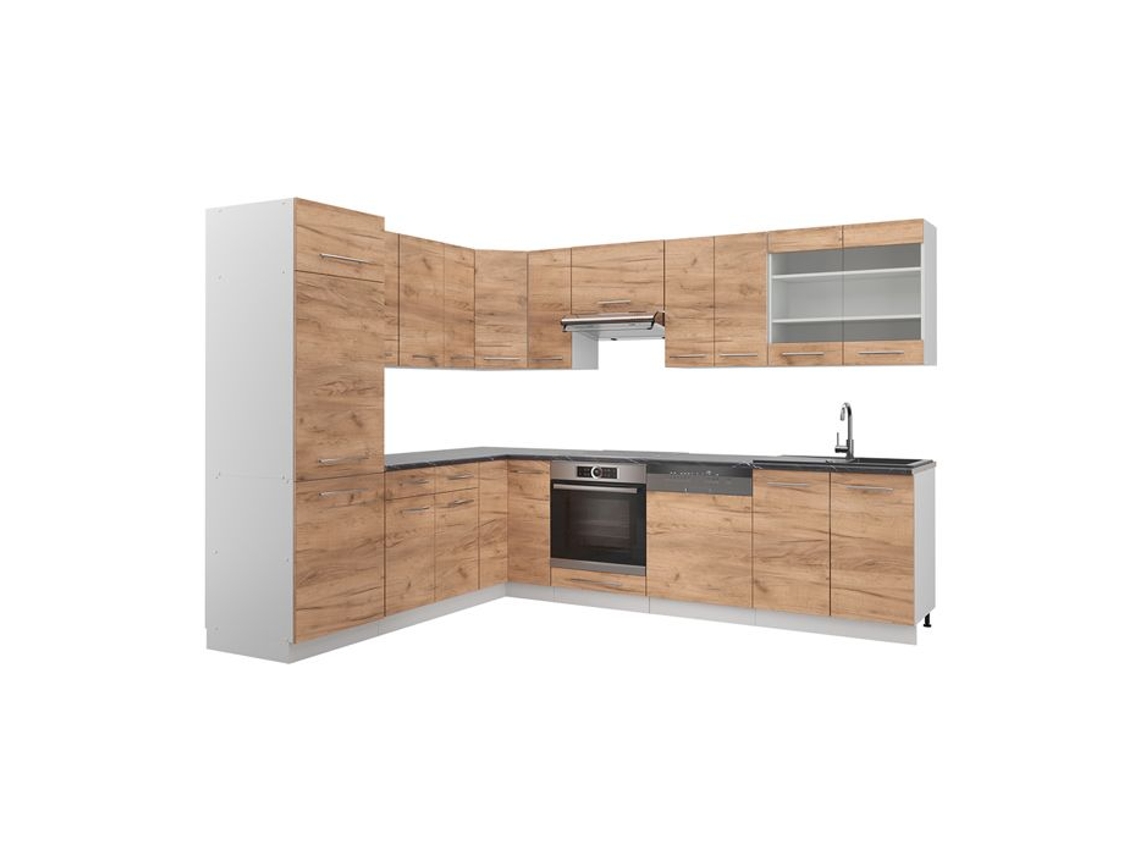 Cozinha de canto Fame-Line, 227 x 287 cm, PT Antracite, Carvalho dourado/branco, Vicco