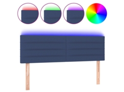 Cabeceira de cama SFUSHOS com luzes LED, em tecido, 144x5x78/88 cm, azul.