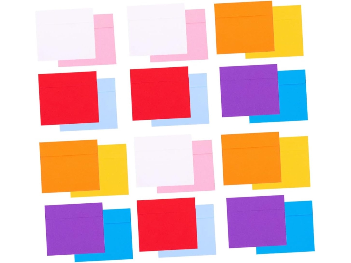 100 Envelopes De Papel Coloridos, Impressão Offset Frente E Verso