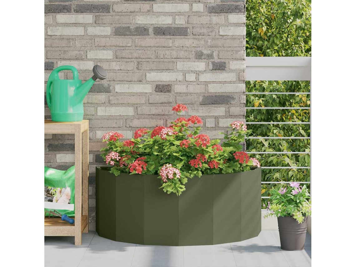 Vidaxl Floreira Verde Oliva 90 X 45 X 35 Cm Aço