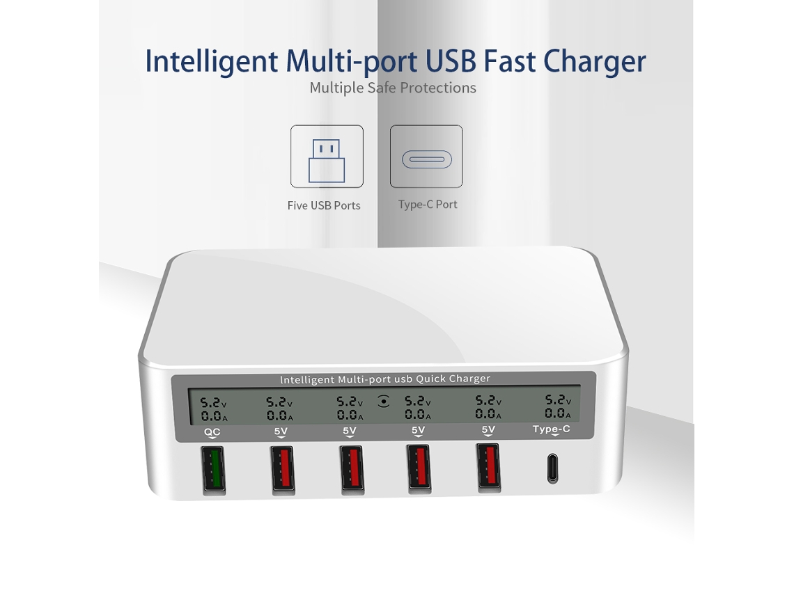 Carregador Rápido Usb De Múltiplas Portas Inteligente 818 Quick Charge Qc 3.0 Tipo-c Plugue Eua