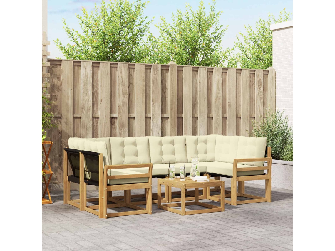 Vidaxl Conjunto De Sofás Para Exterior 7 Pcs Branco E Creme