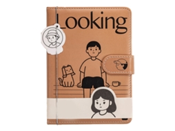 Caderno A5 Couro Pu Marrom Fivela Magnética para Mulheres e Meninas