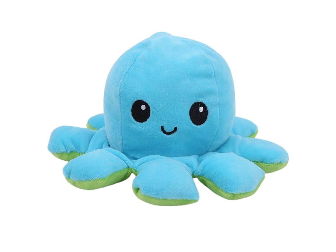 Ats peluche Pulpo Reversible de Doble Cara Animal Lindo Juguete de Peluche para Bebés Regalo Azul Claroverde Claro