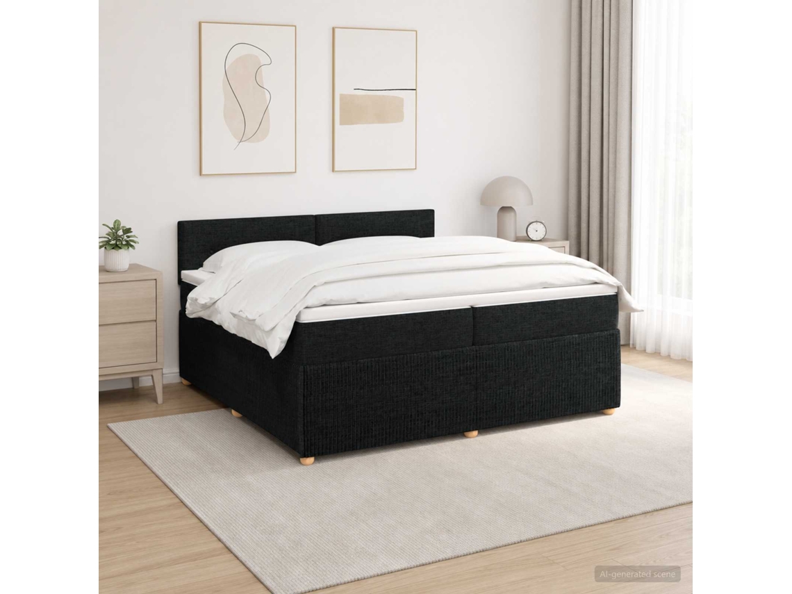 Vidaxl Cama Box Spring Com Colchão Preto 200 X 200 Cm Tecido