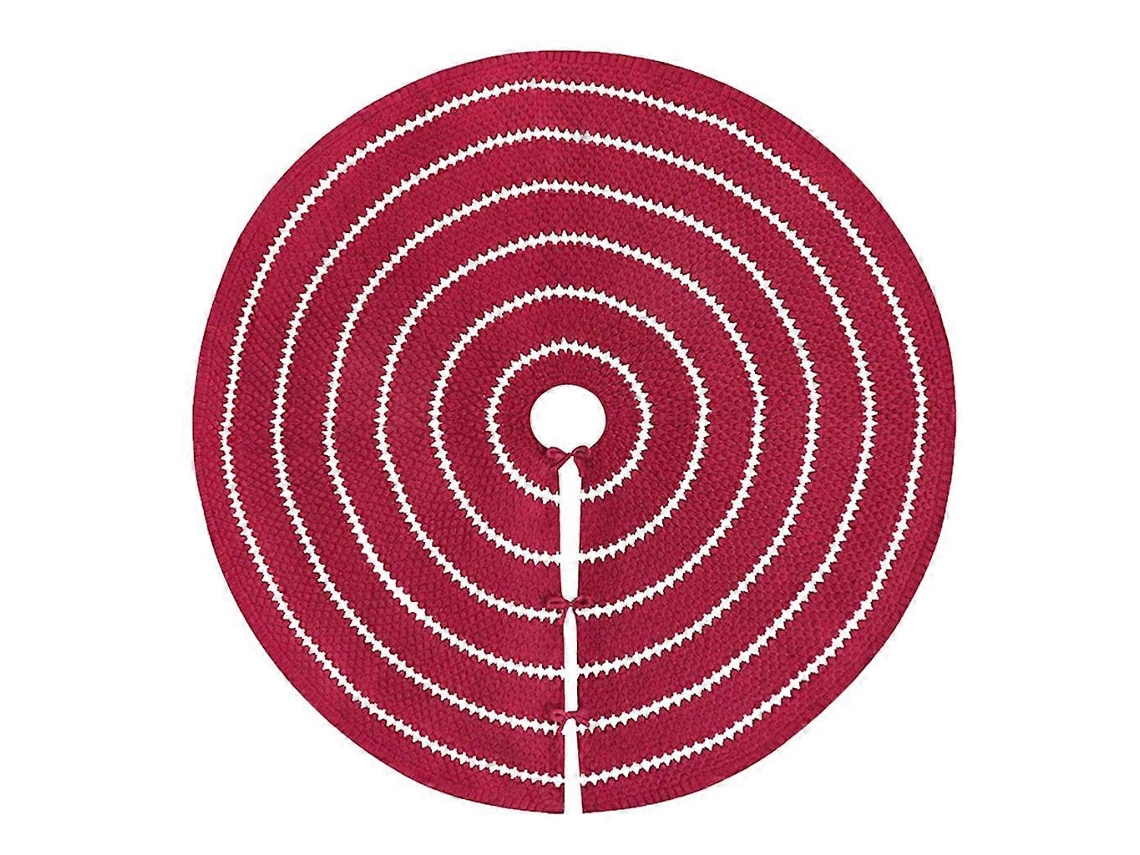 Saia Para Árvore De Natal De 122 Cm (48 Polegadas), Em Tricô Rústico Listrado, Grossa, Decoração Natalina.