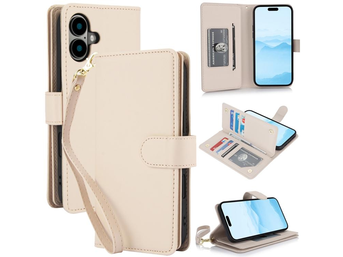 Capa Carteira De Couro Para Iphone 17 - Com Rfid - Para Vários Cartões