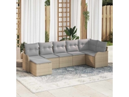 Vidaxl Conjunto de Sofá de Jardim 7 Pcs Bege e Cinzento Claro