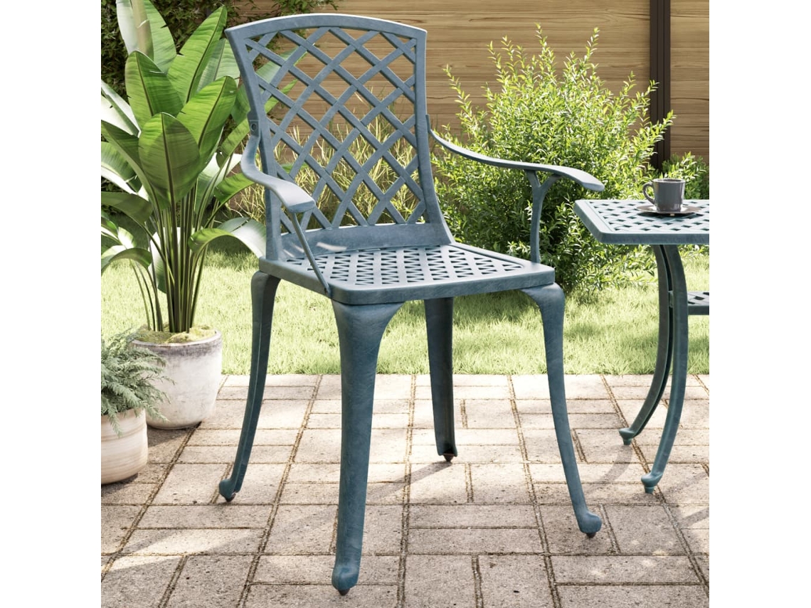 Vidaxl Cadeiras De Jardim 2 Pcs Alumínio Fundido Verde