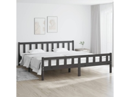 Estrutura De Cama Super King 180x200 Cm Madeira Maciça Cinza