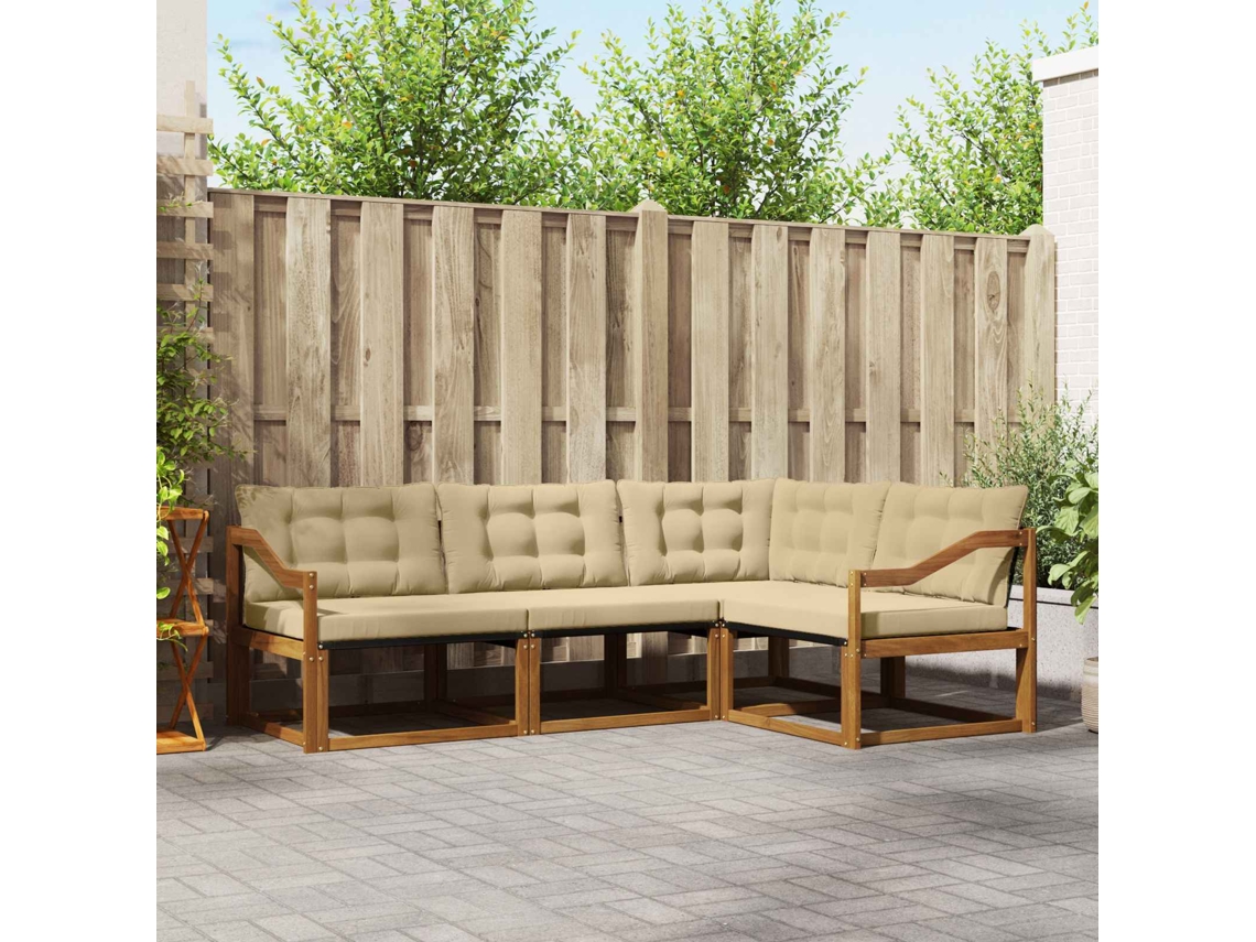 Vidaxl Conjunto De Sofás Para Exterior 4 Pcs Natural E Bege