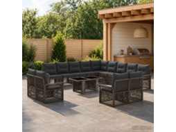 Vidaxl Conjunto De Sofá De Jardim 14 Unid. Cinza E Cinza Escuro