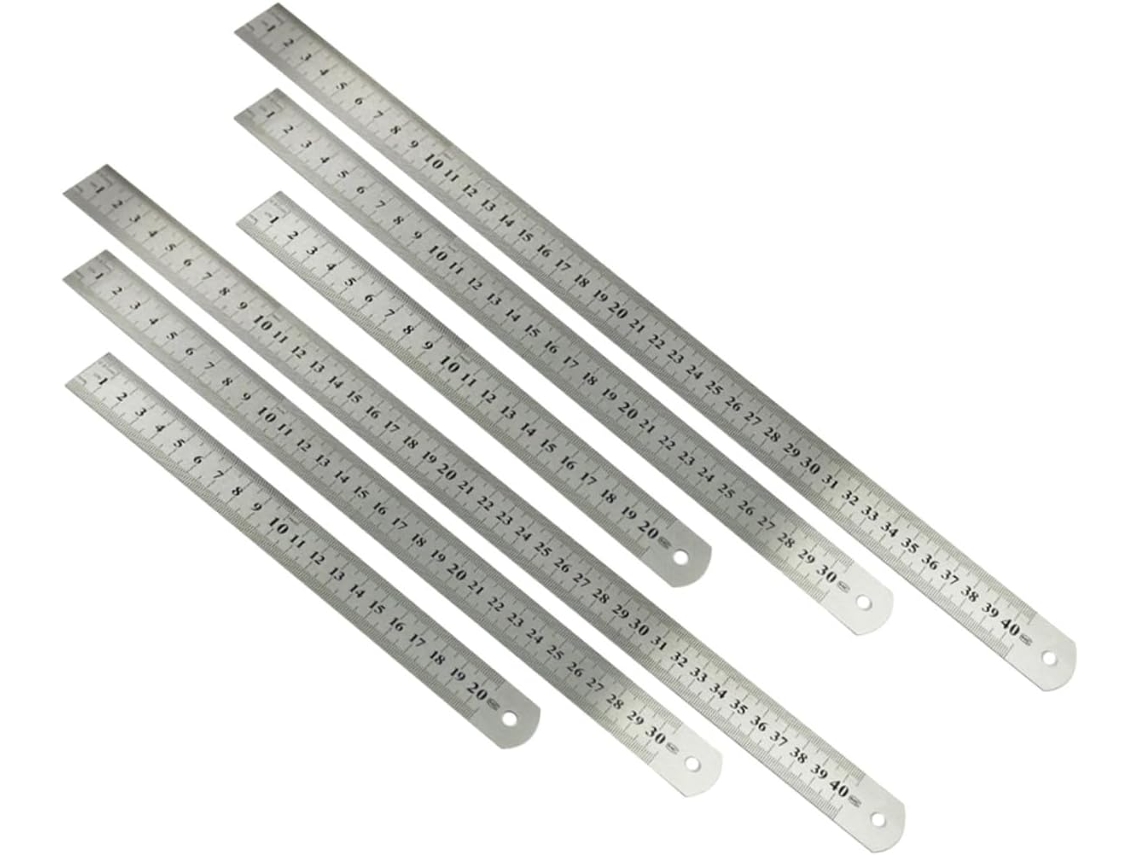 Régua Dupla Face Em Aço Inoxidável, 20-40 Cm, Conjunto De 6 Peças